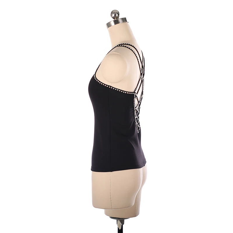 Diamond-Encrusted Suspenders Workout Tank Tops For Women Crossback Sleeveless Athletic Camisole Sports Shirts