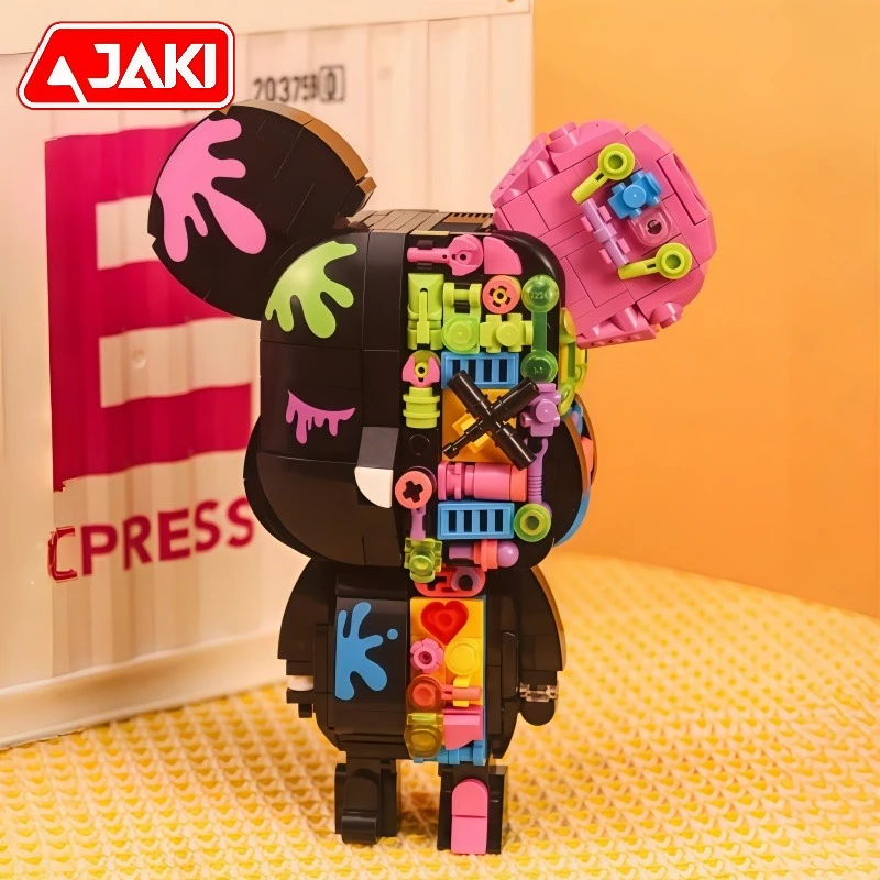 JAKI Bearbrick Blocs de construction à assembler, corps magnétique, modèle de dessin animé, figurine de collection de bureau, cadeaux de vacances pour enfants