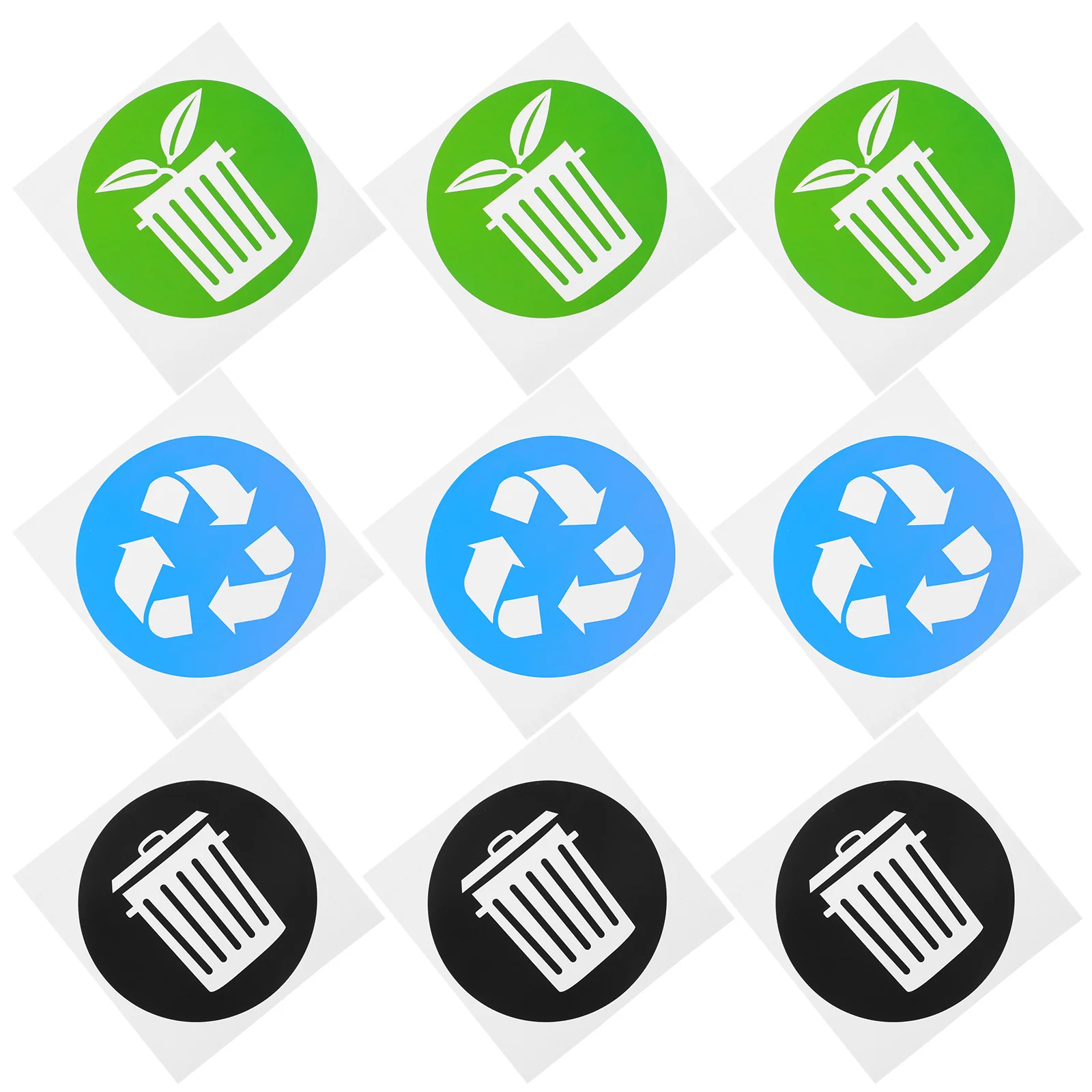 

12 Pcs Garbage Can Trash Sign Recycling Stickers Classification Decals Waste Sorting Office