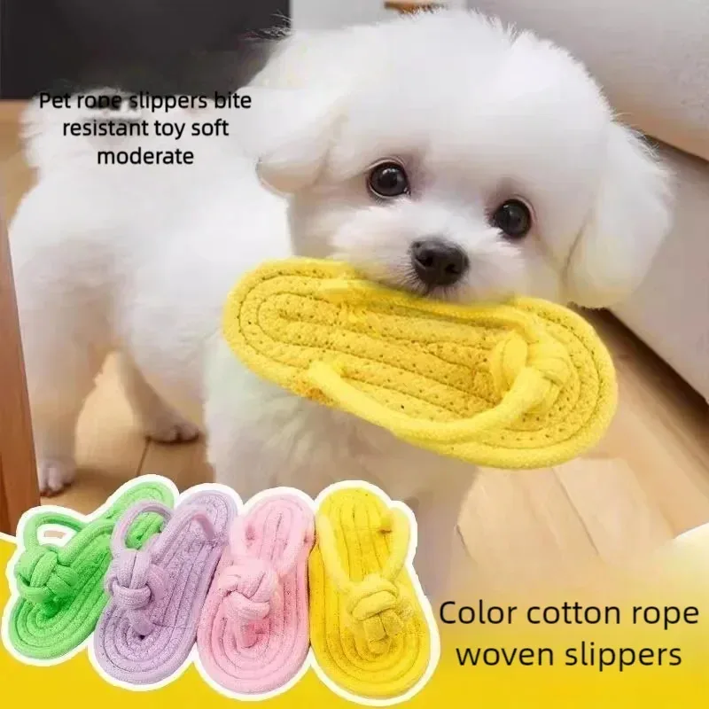 

Non Toxic Dog Chew Toy Cotton Rope Slipper Knot for Small Dogs Interactive Dental Clean Teeth Grind Tartar Control Puppy