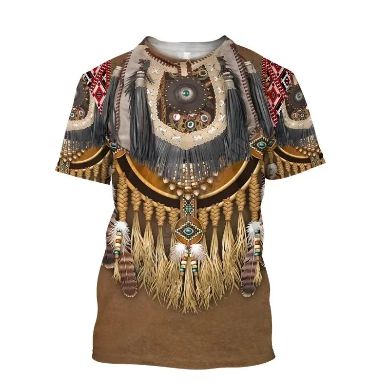 Sommerliche T-Shirts im indischen Ethno-Stil mit 3D-Druck, Streetwear für Männer und Frauen, modische, übergroße Kurzarm-T-Shirts mit Rundhalsausschnitt, Oberteile, Kleidung – Detail 9