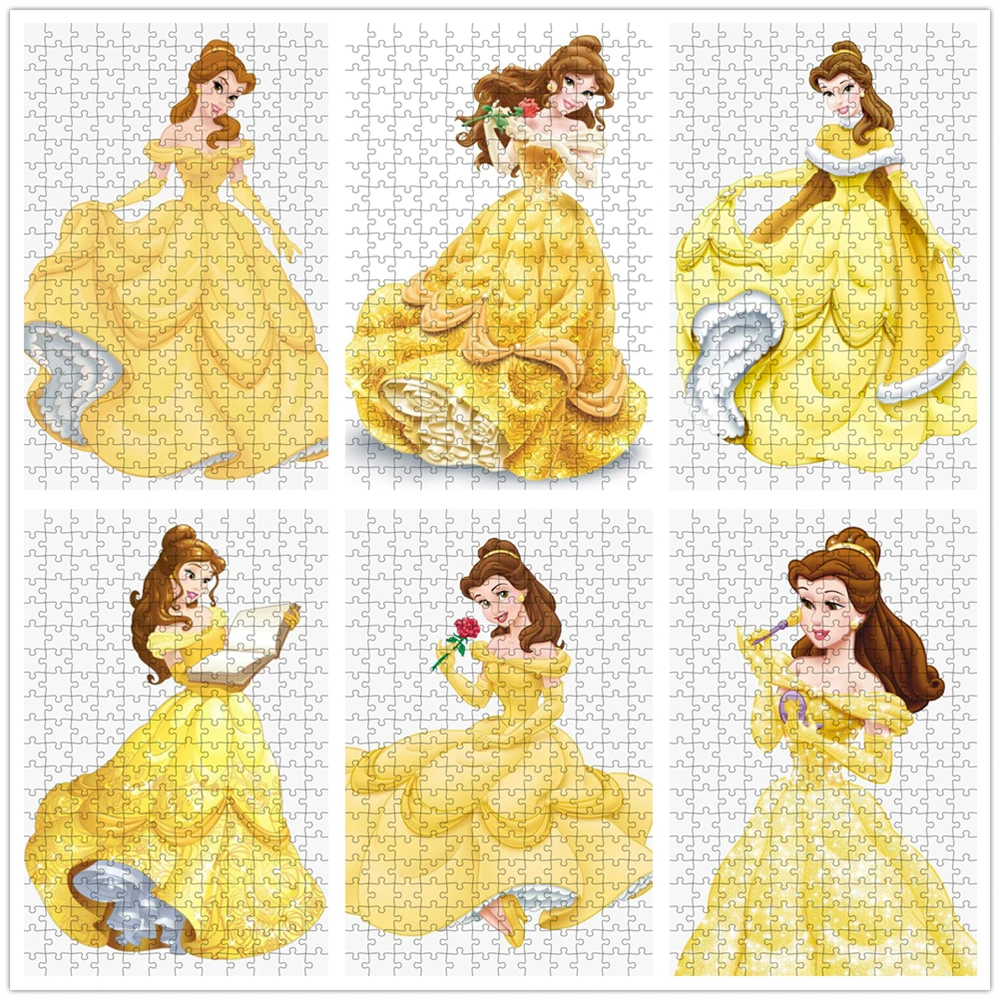 

300/500/1000 Pieces Puzzle Kids Disney Cartoon Beauty and The Beast Jigsaw Puzzles Belle Princess Children Educational Toy Gift