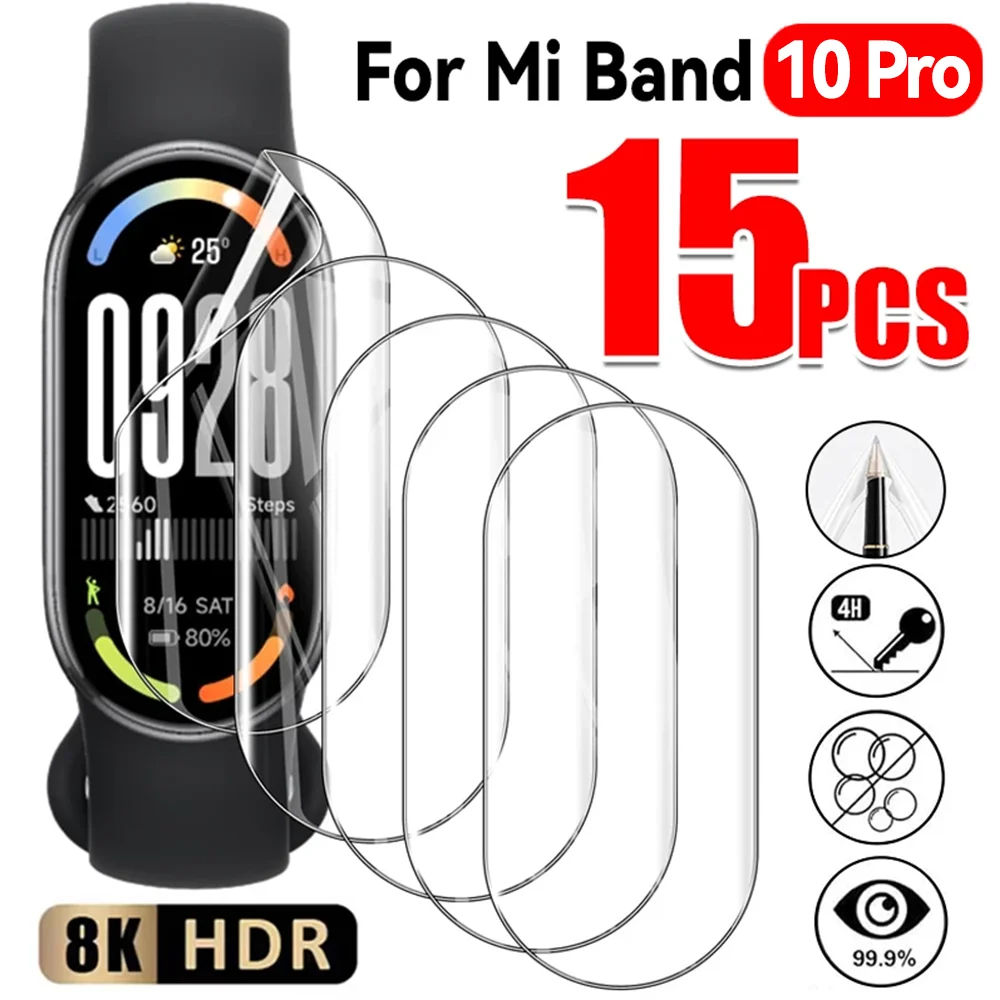 3-15pcs Soft Hydrogel Film for Xiaomi Band 10 Pro Screen Protector Curved Full Cover Protective Film for Mi Band 10 Not Glass