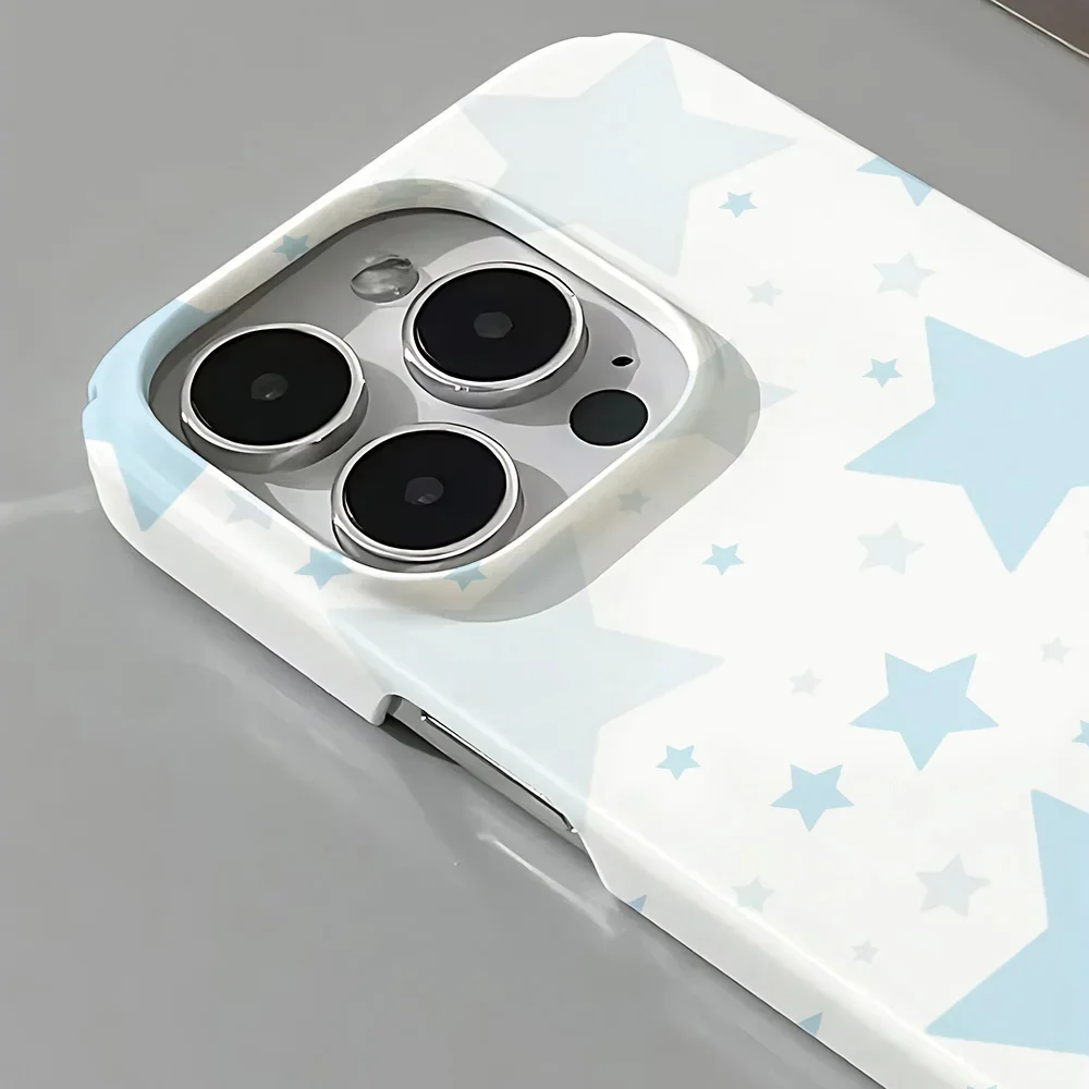 Japan Korea Ins Star Phone Case for IPhone 16 15 14 13 12 11 Pro Max XS XR XSMax 6 7 8 Plus Glossy HD Hard PC Cover