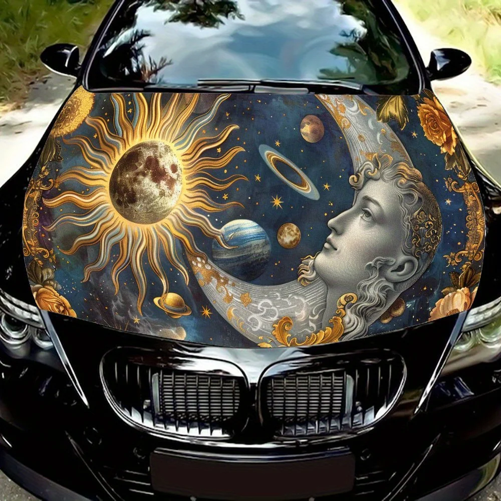 Galaxy Universe Car Hood Sticker Waterproof PVC Body Film, Easy To Tear Off and Durable, Suitable for Delicate Decoration Self-a