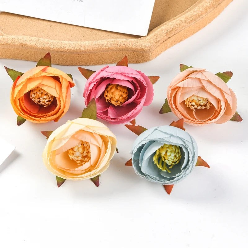 10PCS Artificial Flowers Fake Silk Tea Buds Scrapbooking Diy Candy Box Home Decoration Christmas Wedding Party Garden Roses Arch