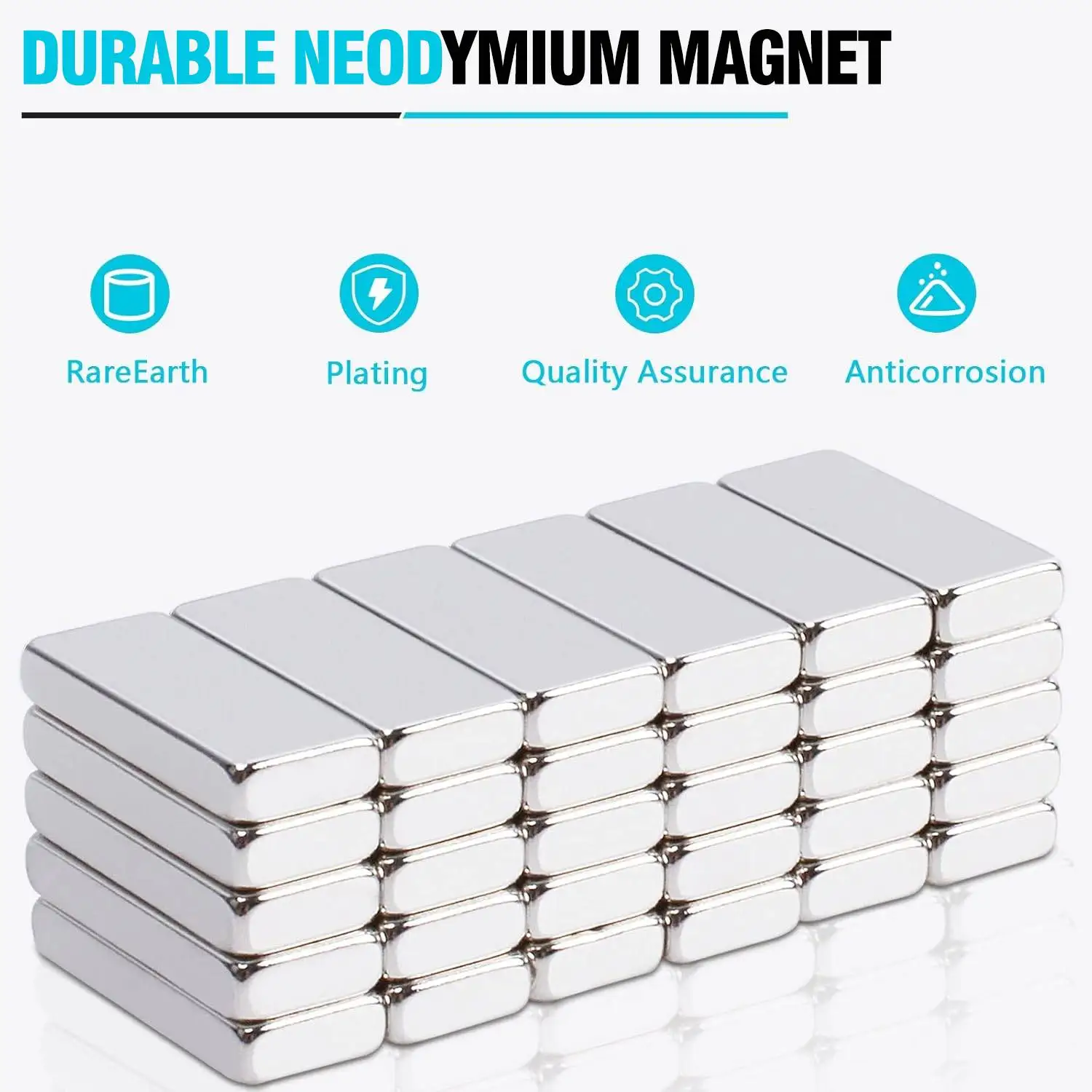 N25 10x5x2mm Grade Silver rectangular magnets,Magnets with Double-Sided Adhesive, Great Pull Force, Perfect for Fridge, Garage - Image 2