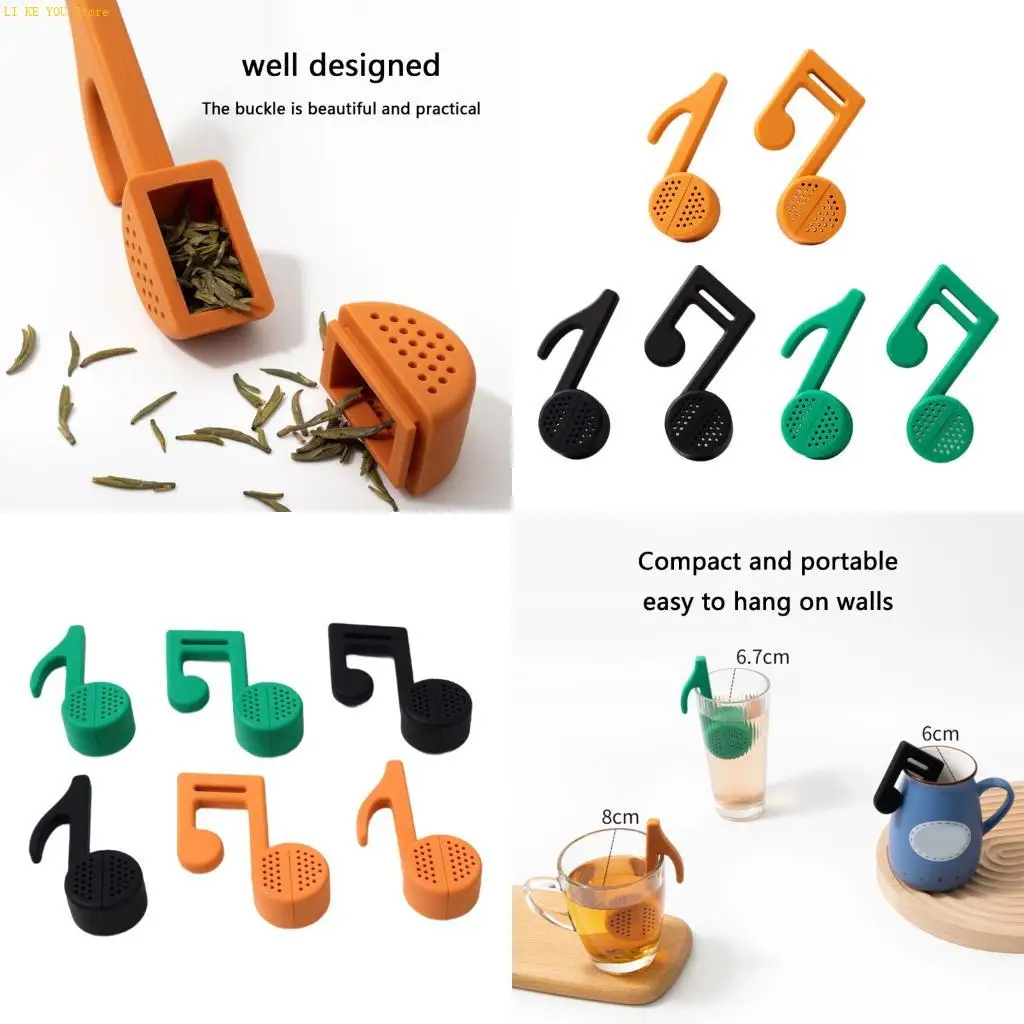 W3JE Innovative Teas Strainer Silicone Music Note Quick Brewing Tool For Teas Lover