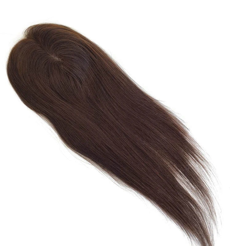 Ready Stock 100% Double Drawn Hair Mono Base 4 Clips Natural Real Remy Human Hair Lace Topper