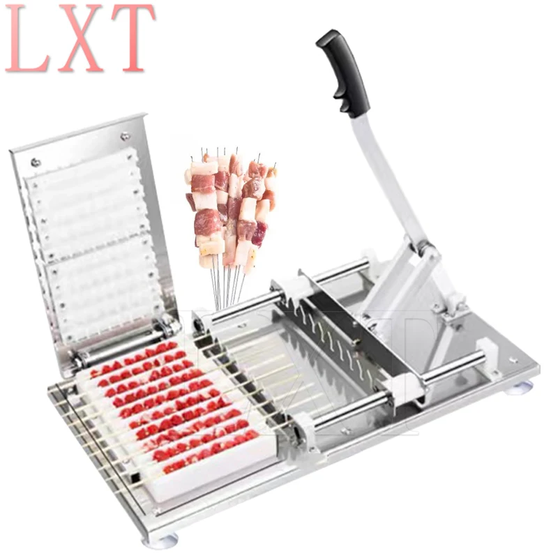 Skewers Kebab Maker Manual Meat Lamb Satay Skewer Machine Stainless Steel Portable Kebab Artifact Mutton Kebab Barbecue Tool