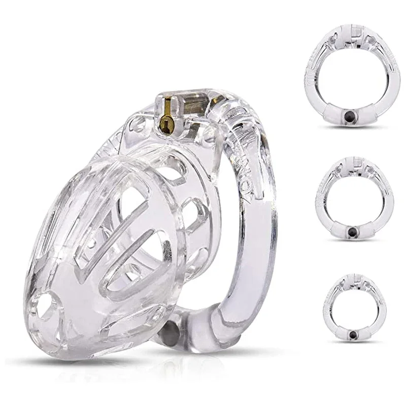 New Male Chastity Cage Lightweight Cock Cage Device Openable Ring Design With 4 Sizes Rings And Invisible Lock BDSM Sextoys