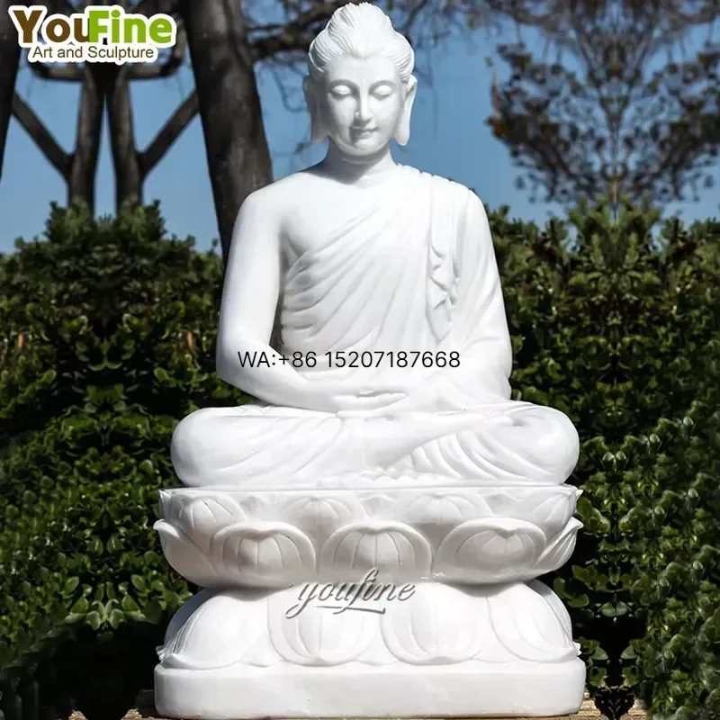 Wmwmnu for YOUFINE Natural Stone High Quality Buddha Sitting White Stone Marble Buddha Statues for Sale