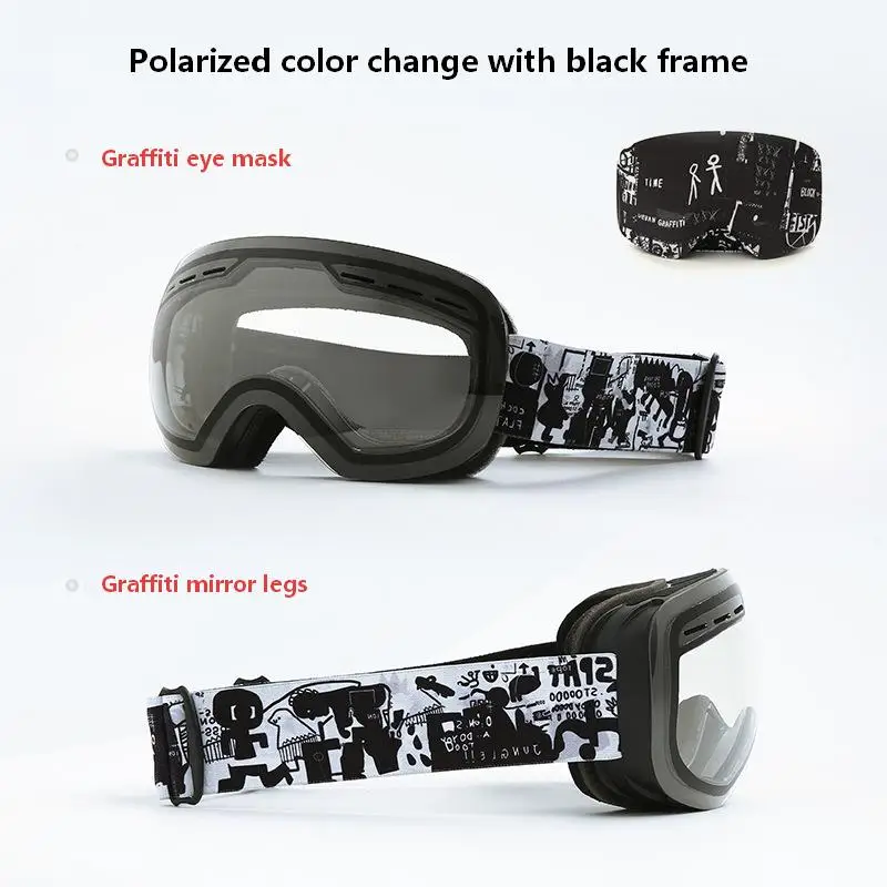 Luxury Polarized Ski Goggles Double-Layer Anti-Fog Color Changing Snow Goggles for Men And Women