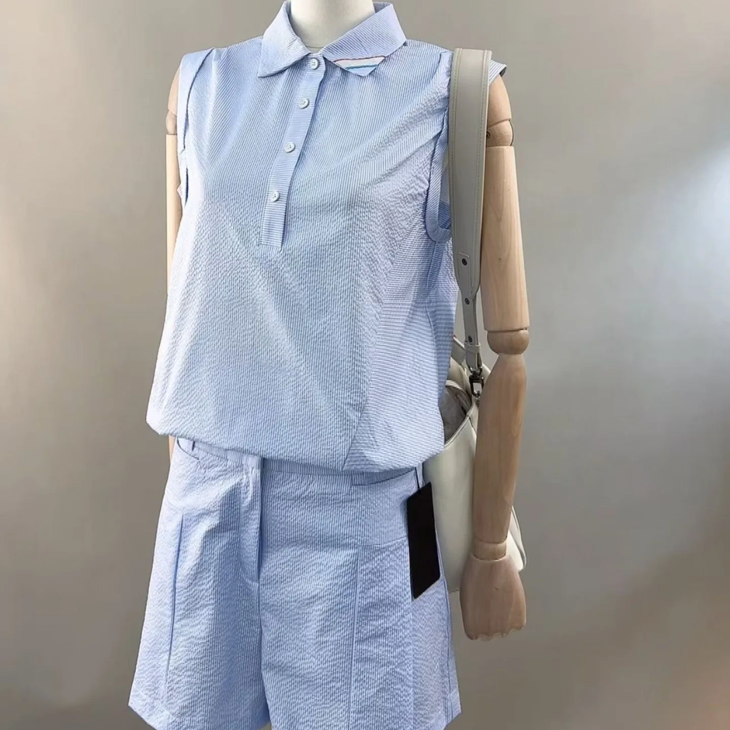 Women's 2-Piece Golf Set 2026 New Korean Style Youthful Chic Stripe Print Sporty Casual Quick-Dry Stretch Versatile Soft