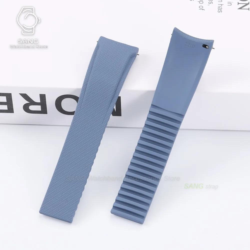 20mm 21mm 22mm Schnellverschluss Uhrenarmband mit gebogenem Ende, neues weiches FKM Fluorkautschuk Uhrenarmband, Herren Armband, universelles Sportarmband – Detail 6
