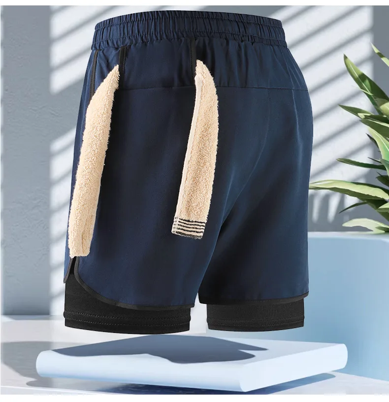 Fake Two Pieces of Summer Sports Shorts, Men's and Women's Quick Drying Three Point Running Training Itness Lining American B
