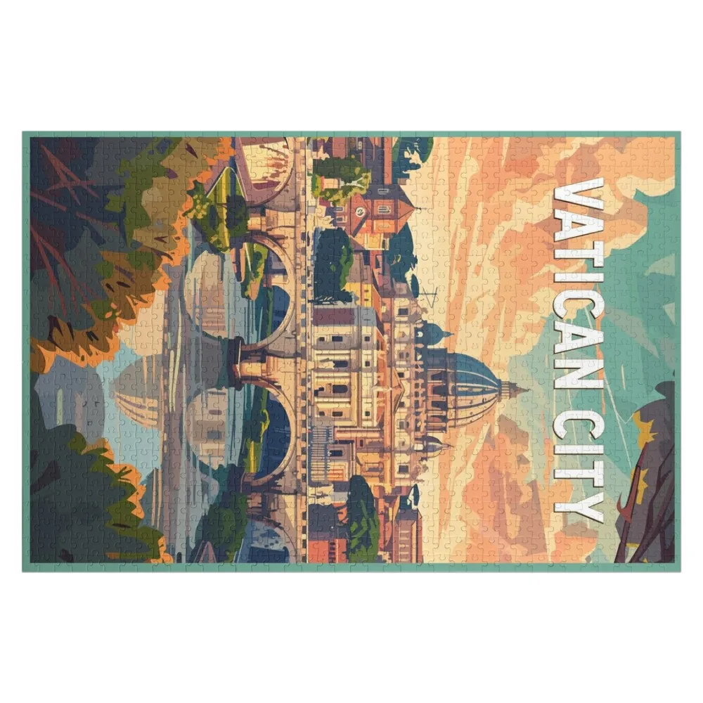 

Ватикан City Travel Art Винтажная головоломка Персонализированный подарок с фотографией и именем фотографий Деревянная игрушка-головоломка