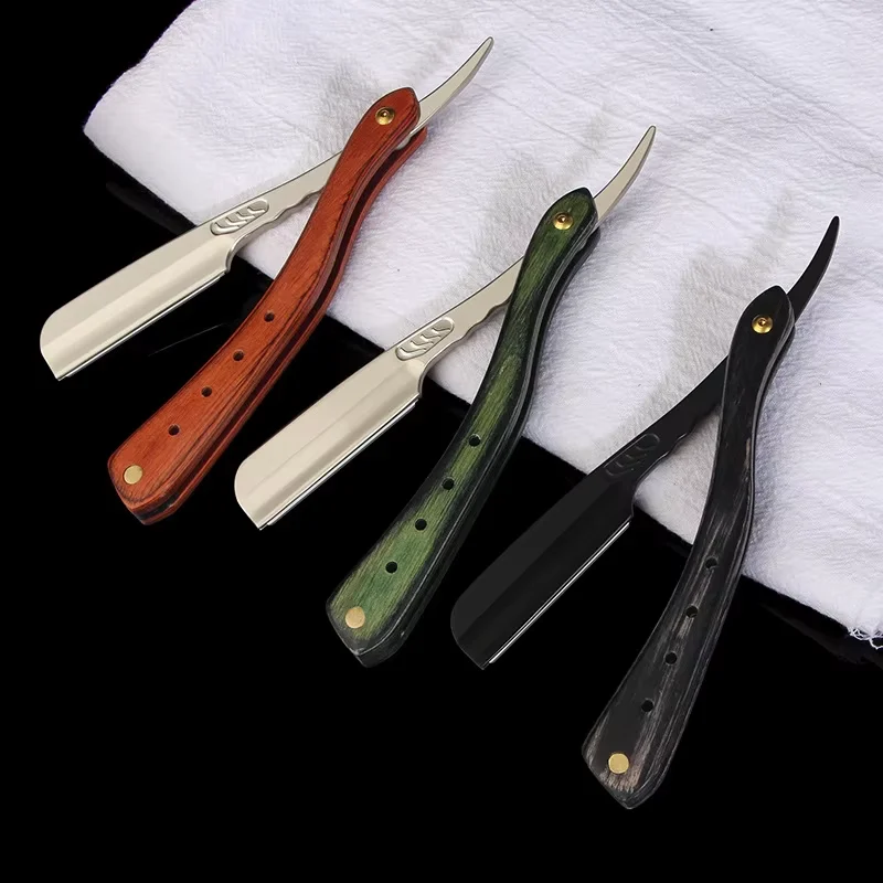 1pcs Professional Manual Shaver Straight Edge Stainless Steel Sharp Barber Blade Razor Folding Shaving Beard Cutter With Blade