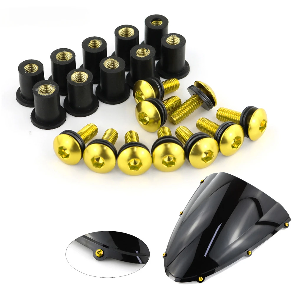 10 teile/satz Kit Motorrad M5 15mm Metrische Gummi Gut Muttern Windschutzscheibe Verkleidung Gugel Eloxiertem Aluminium Moto Schrauben Schrauben – Detail 9