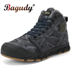 Brand Men's Boots Warm Plush Snow Boots Outdoor Non-Slip Hiking Shoes High-Top Waterproof Sneakers Men's Winter Boots Size 39-47