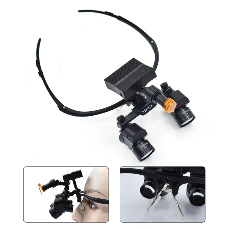 Dentals Binoculars Magnifyings Loupes 3.5X-5.5X with 3W Surgerys Medicals Headlamps Dentists Operatings Loupes 350-550mm