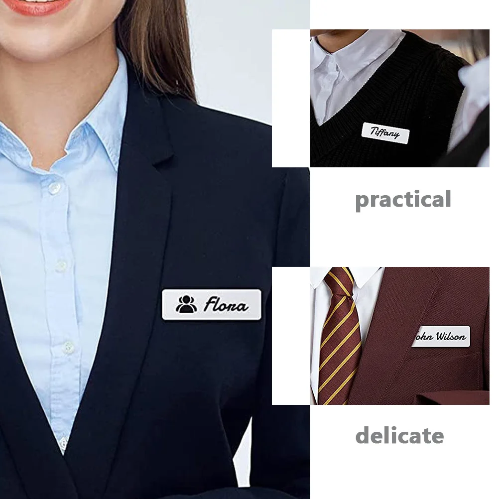 

16pcs Personalized Name Tags Blank Diy Id Badges Metal Board Pin Back For Office Workers Students Clothing Identification