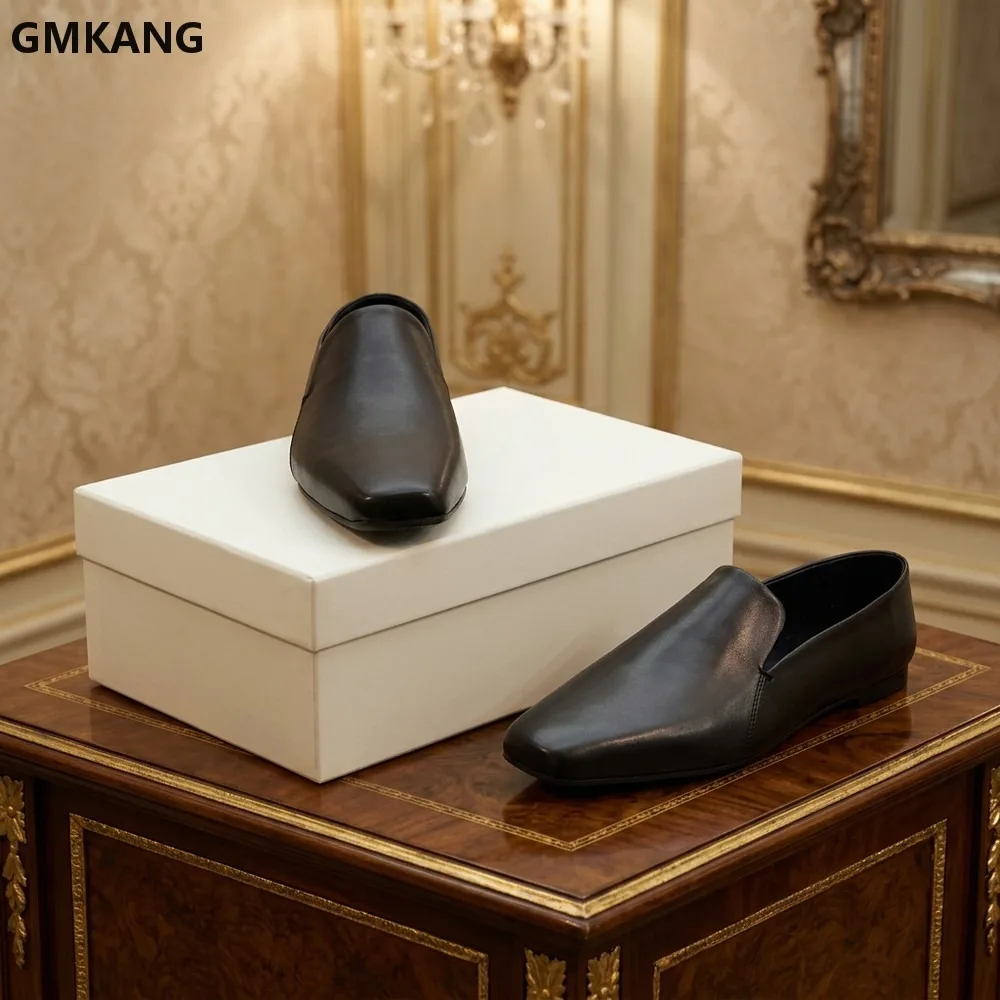 Spring Lambskin Ballet Flats Leather Loafers Sleek Slip-on Comfort Shoes for Women Casual Walking