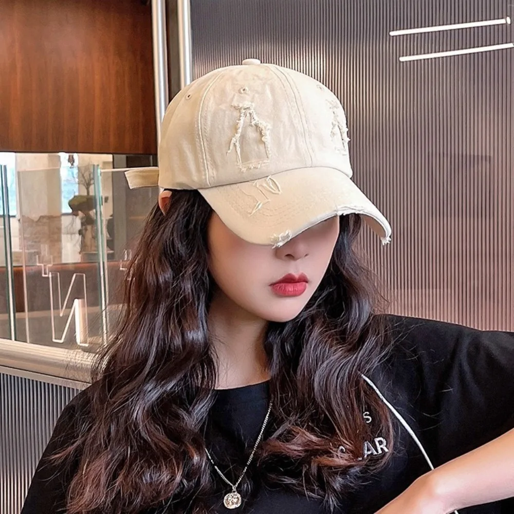 Worn-out Hole Couple Baseball Cap Outdoor Anti-Sun Trucker Cap Hat Street Hip Hop Gorras Summer Breathable Golf Cap Peaked Cap