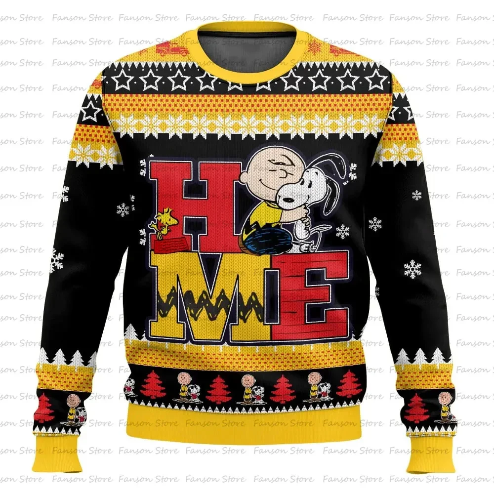 Charlie Brown And Snoopy Ugly Christmas Sweater Cartoon Anime Men Women Pullover Tops 2025 New Fashion Sweatshirt Hoodie