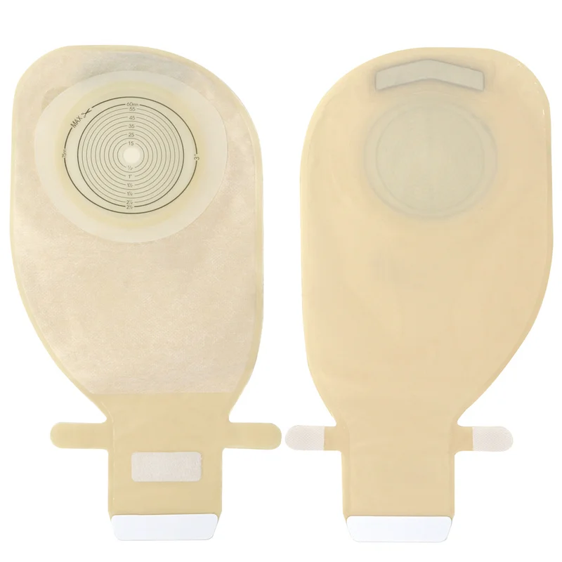 Wholesale 20 Pcs Colostomy Bags with Hook & Loop Max Cut 75mm Hole Ostomy Bags Skin Color Colostomy Bag Supplies Customized