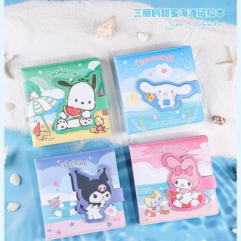 Sanrio Cinnamoroll Color Page Notepad Cute Cartoon Kuromi My Melody Magnetic Button Diary Fashion Student Notebook Holiday Gifts