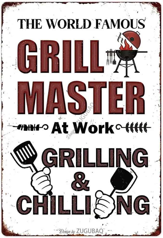 Grilling Chilling Restaurant Metal Sign Wall Decor Vintage Bar Pub Kitchen Diningroom Tin Sign Decoration Funny Sayings Retro Ar