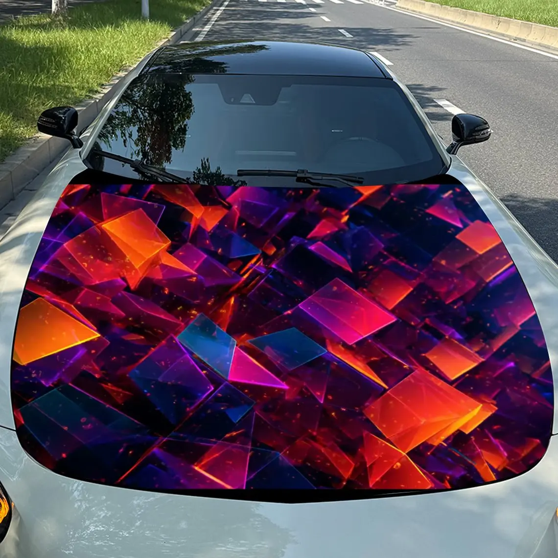 

Irregular Abstract Painting Car Hood PVC Sticker, Durable Vinyl Wrap Film Suitable For Most Vehicles, Car Hood Protective Film G