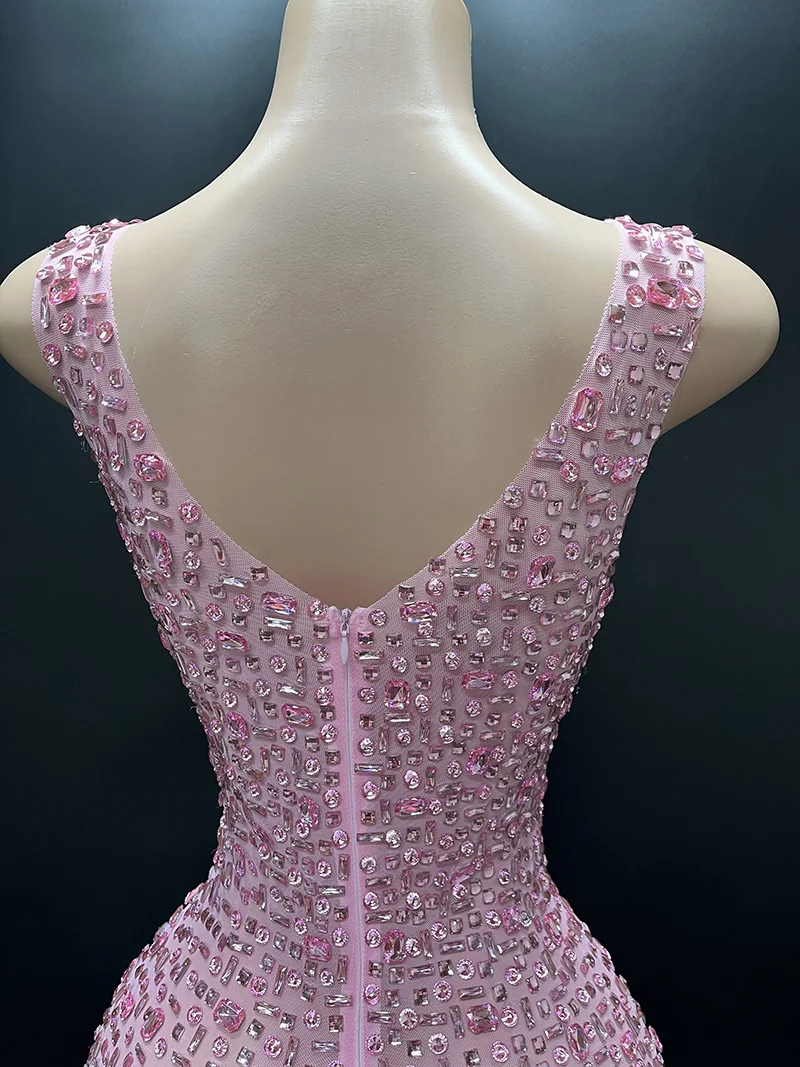 เพชรเต็มรูปแบบเพชร Slim Dress นักร้องโฮสติ้งรุ่น Catwalk จัดเลี้ยงชุดวันเกิด Photo Vestido De Fiesta Grad