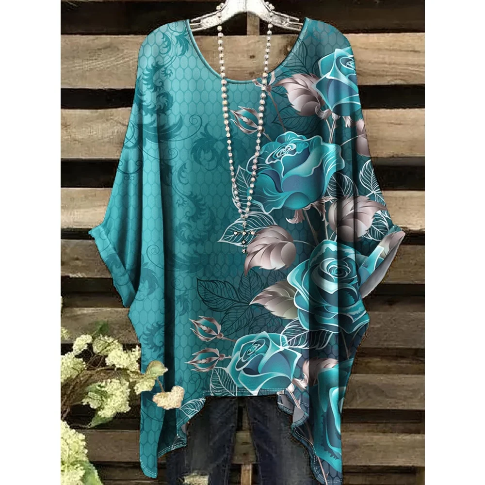 

Summer Fashion New T-Shirt Women Enchantress Rose Fish Scale Pattern Print Tops Casual Round Neck Women's Short Sleeve T-Shirt