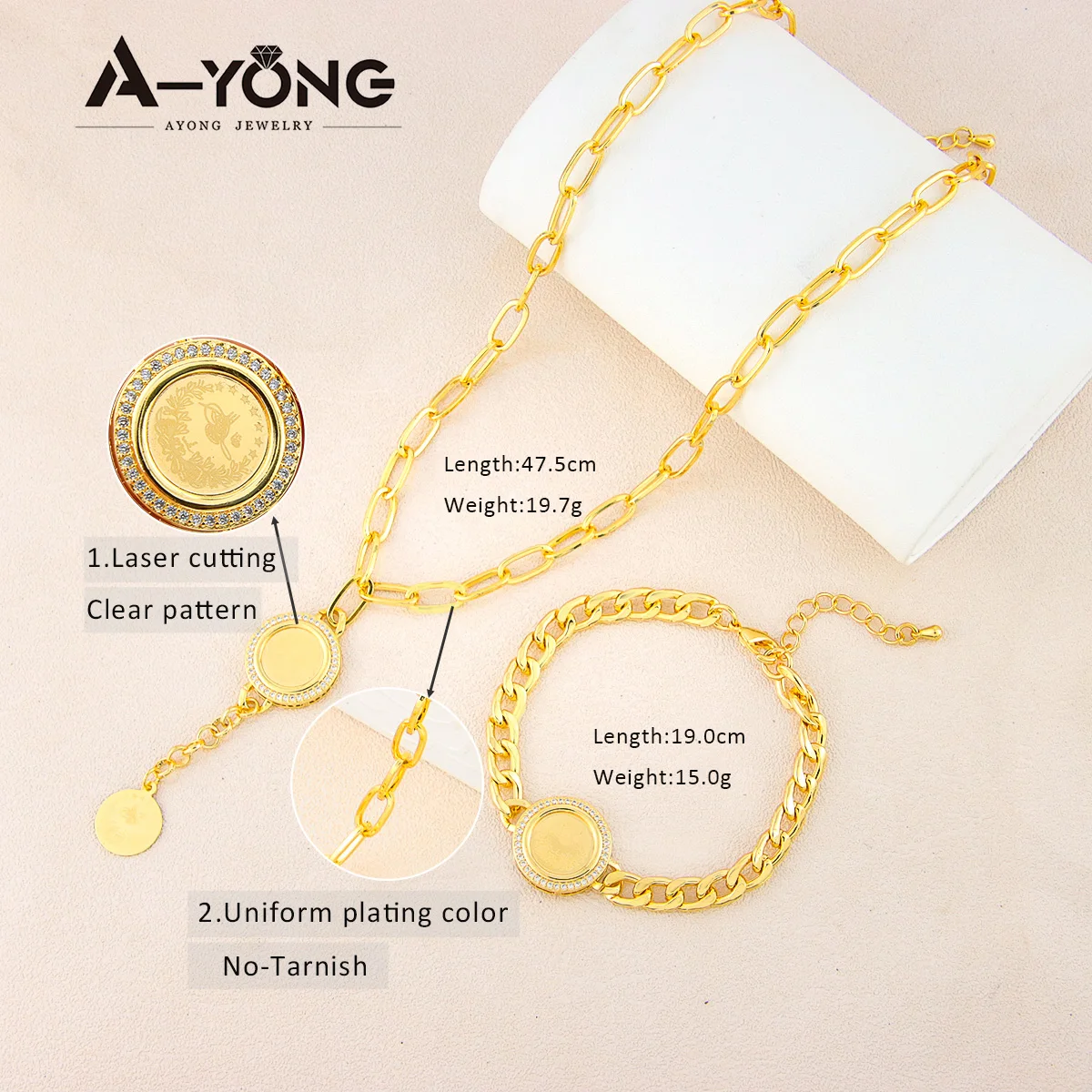 Türkische Vintage Münzen Schmuck Set 21k Gold Überzogene Saudi Mode Zirkonia Halskette Armband Nigeria Frauen Hochzeit Party Schmuck – Detail 4