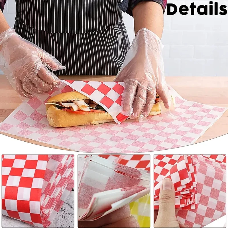 25Pcs Wax Paper Food Grade Grease Paper Food Wrappers Wrapping Paper For Bread Sandwich Burger Fries Oilpaper Baking Tools