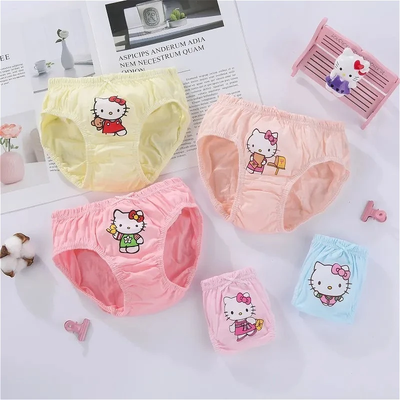 5Pcs Children Panties for Girls Cute HelloKitty Girls Briefs Soft Cotton Breathable Kawaii Cartoon Kids Underwear Knickers Panty