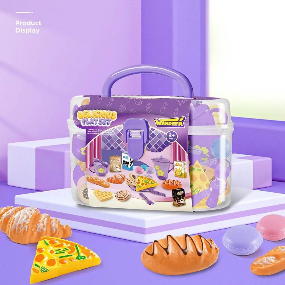 Chá tempo playset simulado cozinha playset mesa lanche com caso de armazenamento fingir cozinhar interativo montessori