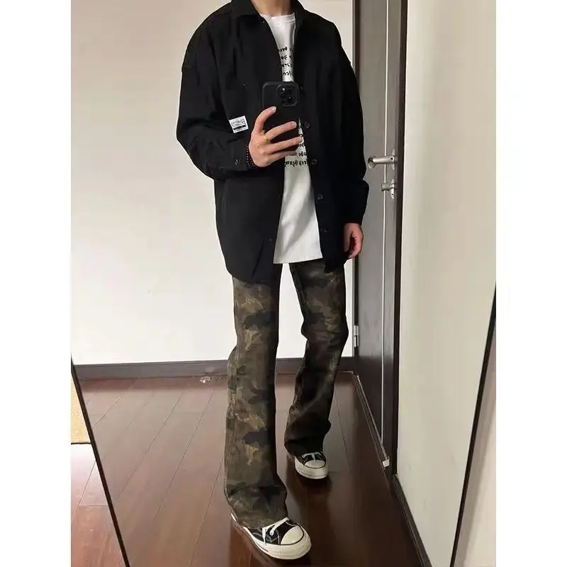 

Мужские летние джинсы-карго прямого кроя с камуфляжным принтом, премиум-класса, облегающие, для работы, со средней посадкой, из смесового хлопка и полиэстера