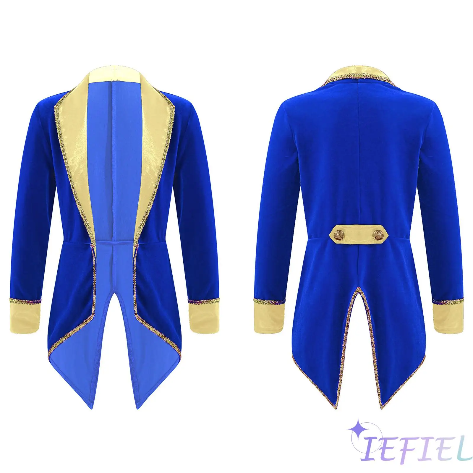 

Boys Girls Showman Costume Prince Cosplay Costume Long Sleeves Tuxedo Coat for Dress-up Masuqerde Party Performance Stage Wear