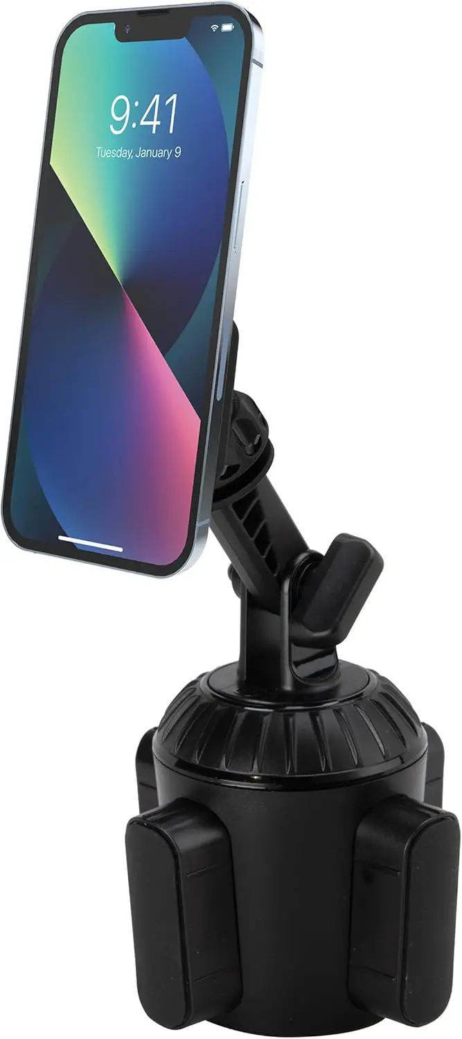 Magnetic Car Phone Holder with 360° Rotation, Adjustable Neck, Fits Cup Holders up to 3.5' – Universal Mount for iPhone/Android