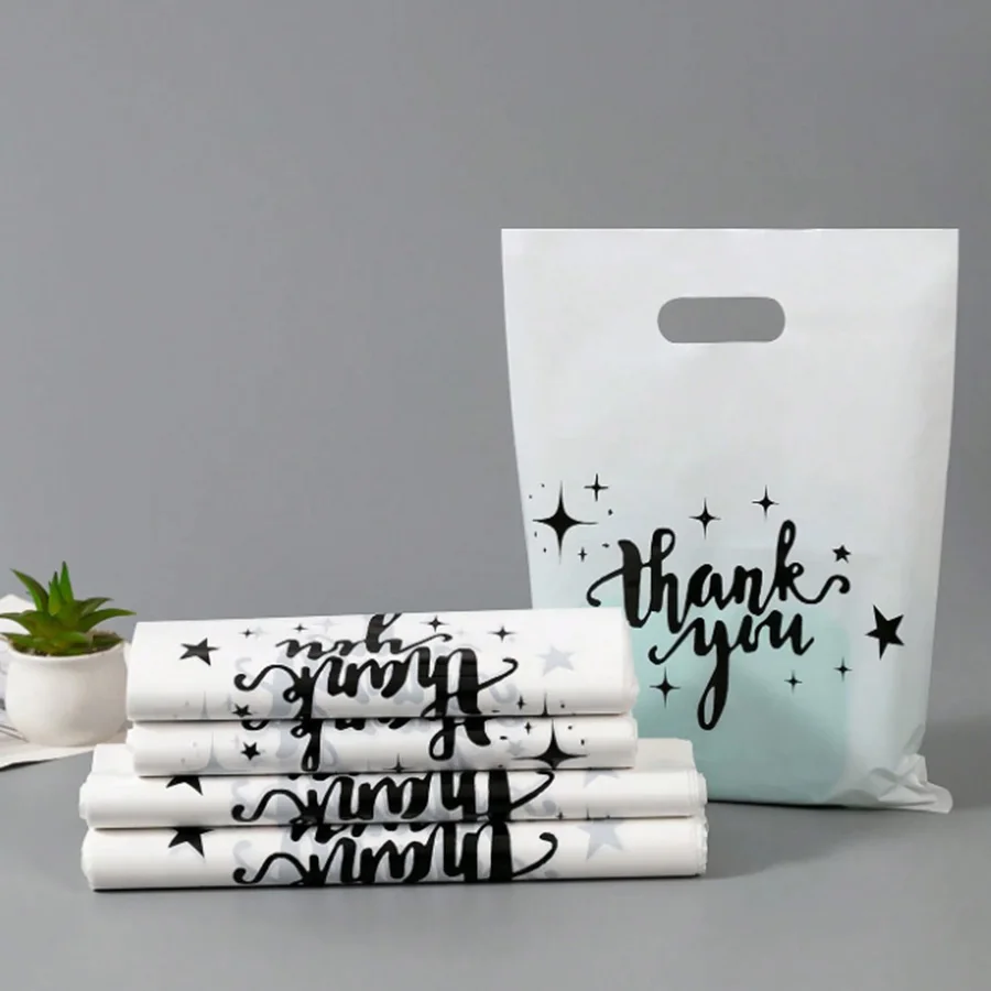 50/100pcs Thank You Gift Bags Plastic Candy Cookie Packaging Bag for Wedding Birthday Party Favors Small Business Supplies