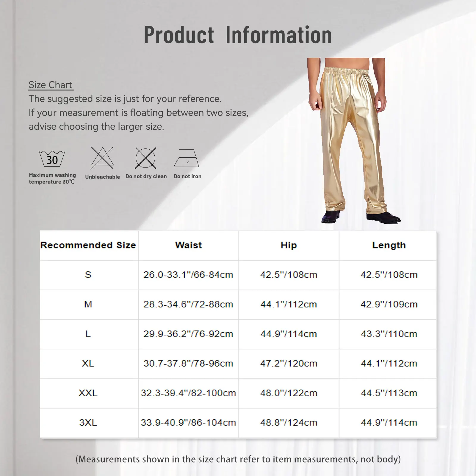 Mens Metallic Shiny Pants Jazz Hip-hop Dance Pants Elastic Waistband Trousers for Rave Disco Club Theme Party Stage Performance