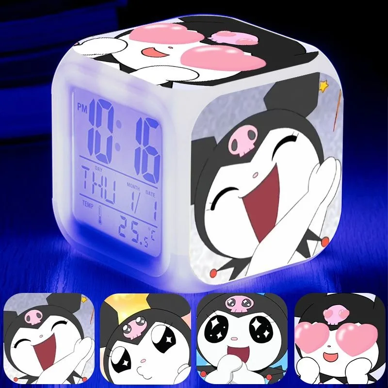 Kuromi Alarm Clock Cute Cartoon Fashion Creative Electronic Night Light for Men, Women, and Students, Birthday Gift for Friends