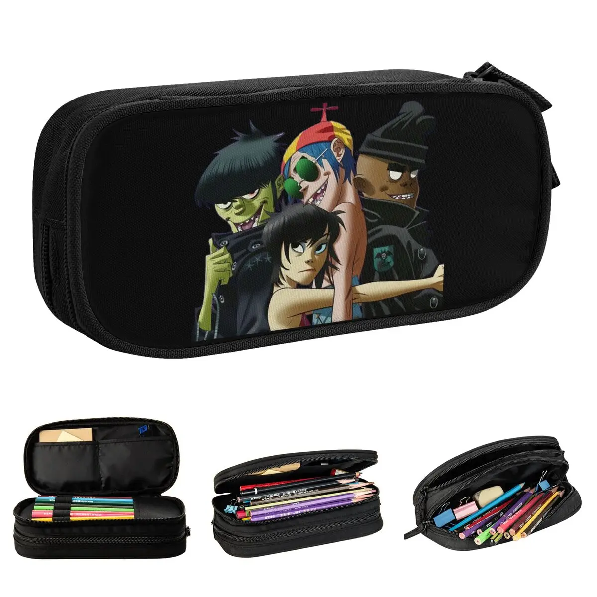 

Gorillaz Rock Pencil Case Punk Music Pencilcases Pen Holder for Student Large Storage Bags Students School Zipper Stationery