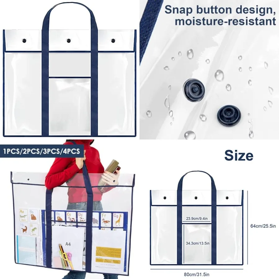 กระเป๋าใส่ผลงานศิลปะ 1 ชิ้น กระเป๋าเก็บงานศิลปะ PVC กระเป๋าเก็บโปสเตอร์ขนาดใหญ่ กระเป๋าใส่ผลงานศิลปะความจุขนาดใหญ่ พร้อมช่องใส่ของ