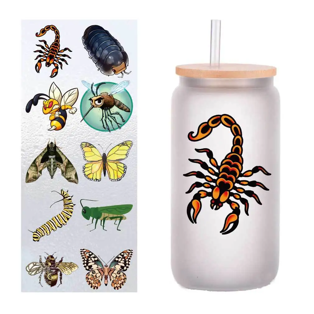 

10 four-inch animal insect small world UV transfer stickers Crystal label glass stickers customized