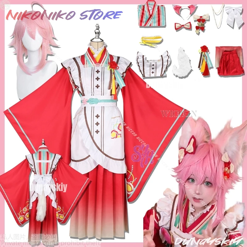 

Tori Himemiya Косплей Игровой ансамбль звезды Аниме Костюм Koikoi Love Café Idol Сценическая форма Японское кавайное кимоно Лиса Хэллоуин