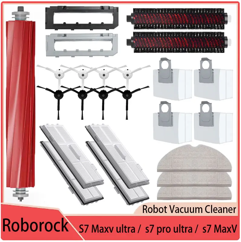 For Roborock S7 MaxV Ultra / S7 MaxV / G10S Pro / s7 pro ultra Accessories Main brush side brush cloth dust bag spare parts